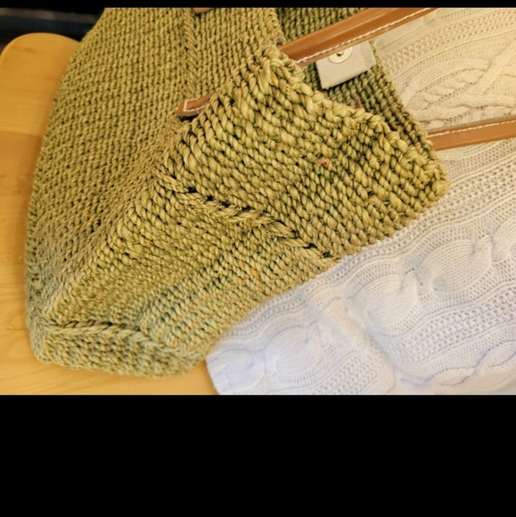 Boho Green Woven Fiber Shoulder Bag Tote Womens - Picture 4 of 12